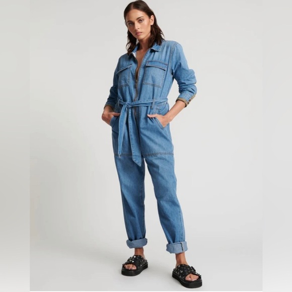 One teaspoon size medium one piece jumpsuit CIAO BLUE CLAUDIA COVERALL no belt - Picture 1 of 13